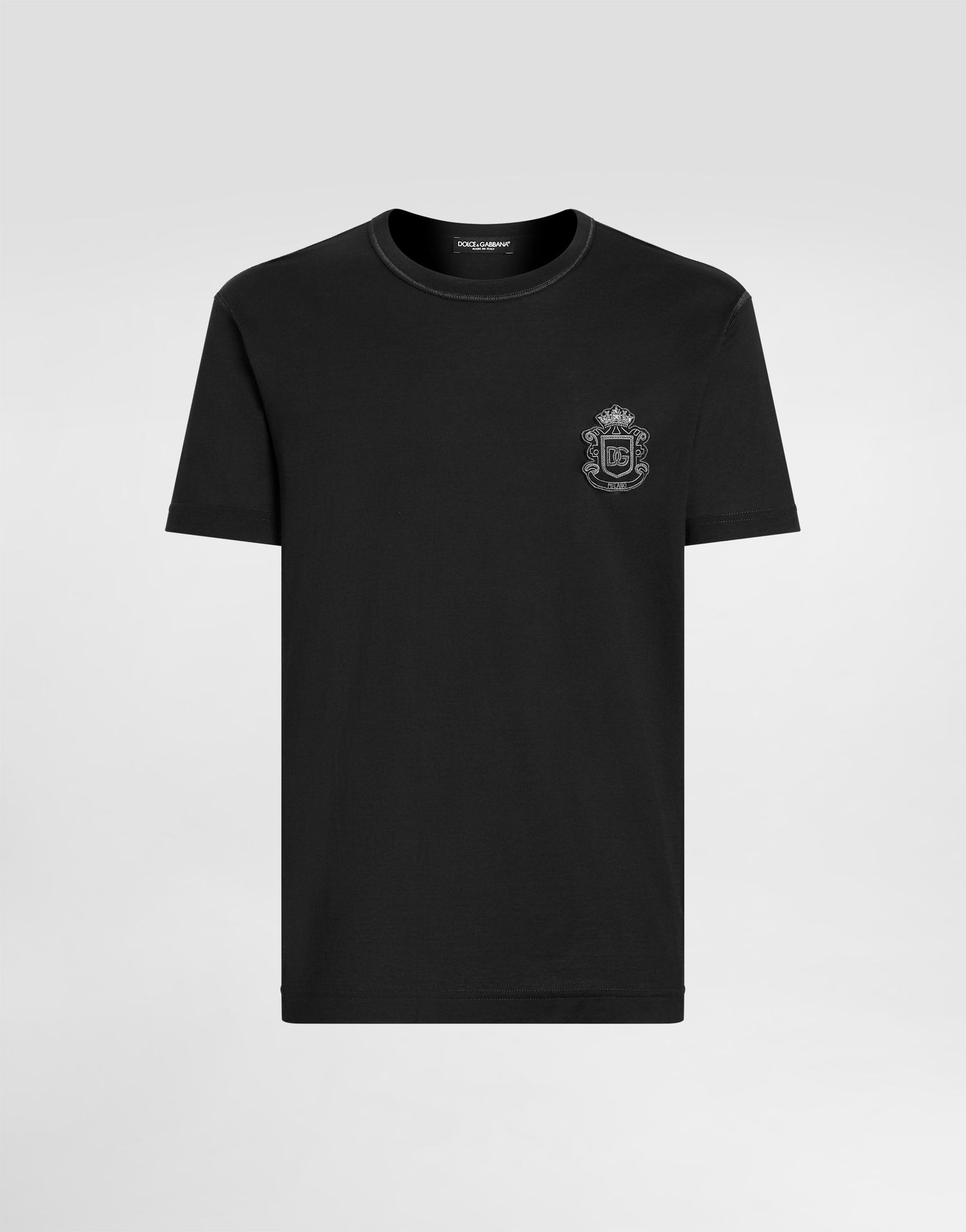 Тениска Dolce & Gabbana Dolce & Gabbana T-shirt With Heraldic Patch Черно | G8PT1ZG7PZUB0665, 0