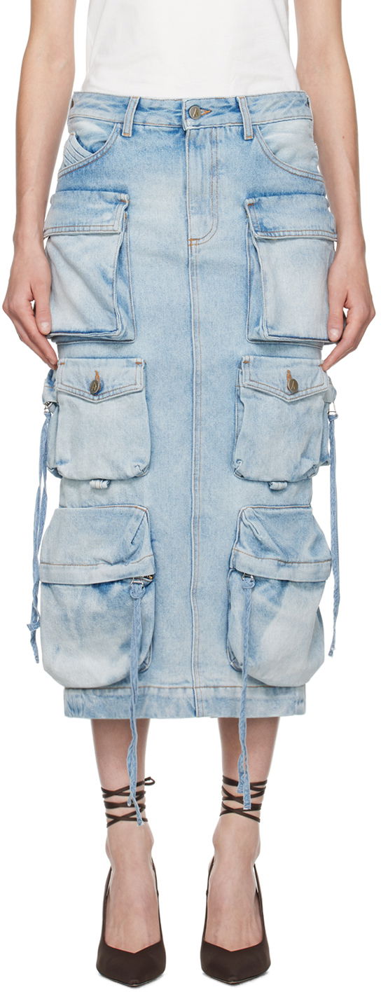 Пола The Attico Attico Pocket Denim Midi Skirt Синьо | 241WCS189 D073, 0