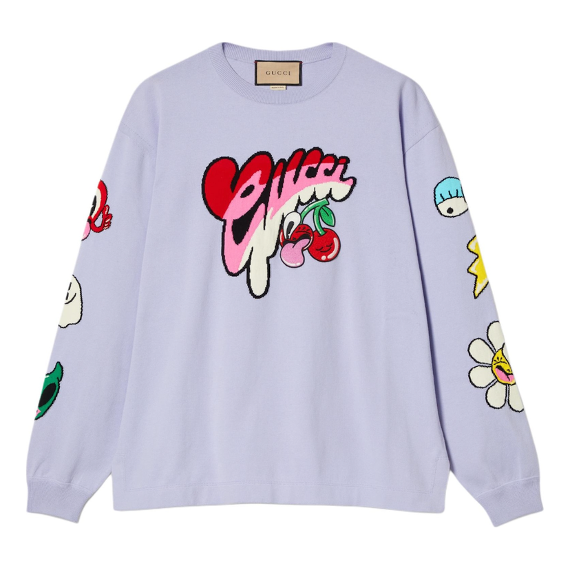 Суитчър Gucci Gucci FW24 Cartoon Logo Sweatshirt Лилаво | 778520-XKDX4-5319