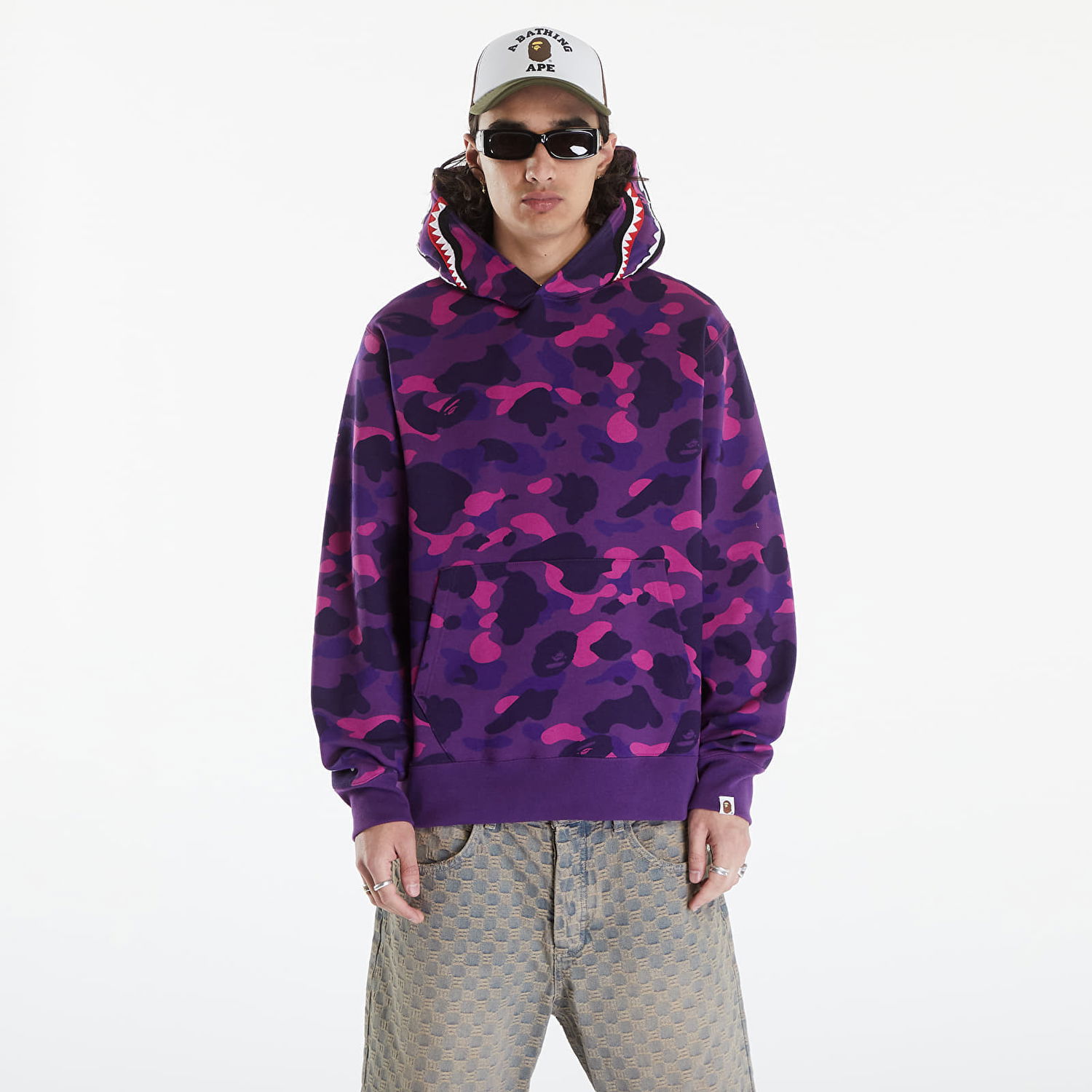 Суитчър BAPE A BATHING APE Color Camo Shark Pullover Hoodie Purple Лилаво | 001PPK301002M PUR, 0