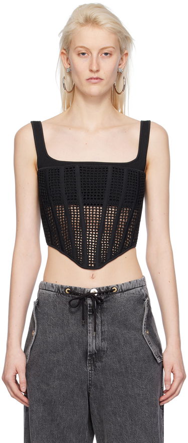 Потник Dion Lee Knitted Square Neck Tank Top Черно | A7768PS24, 0