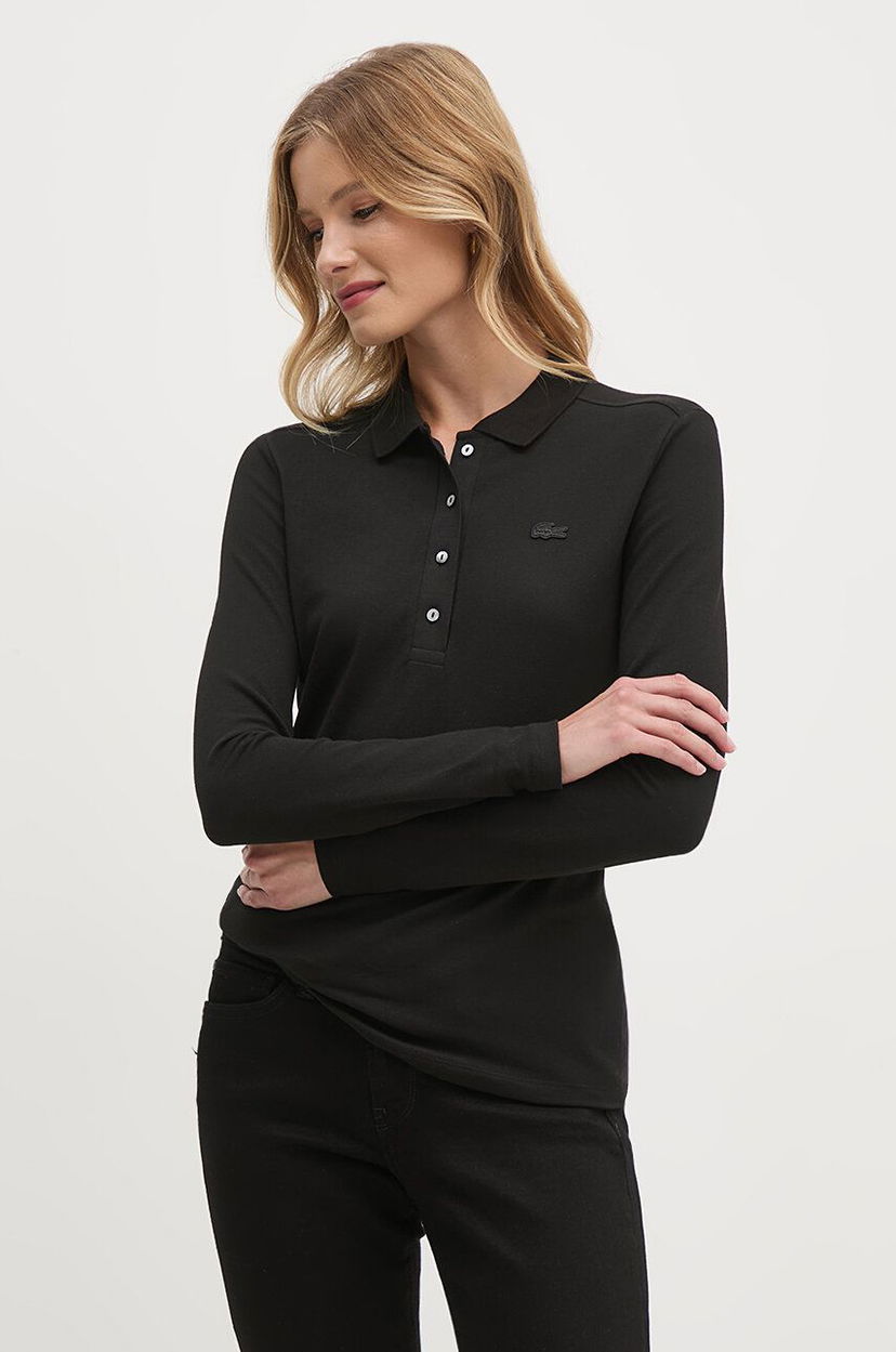 Поло тениска Lacoste Women's Black Polo Shirt Черно | PF5464