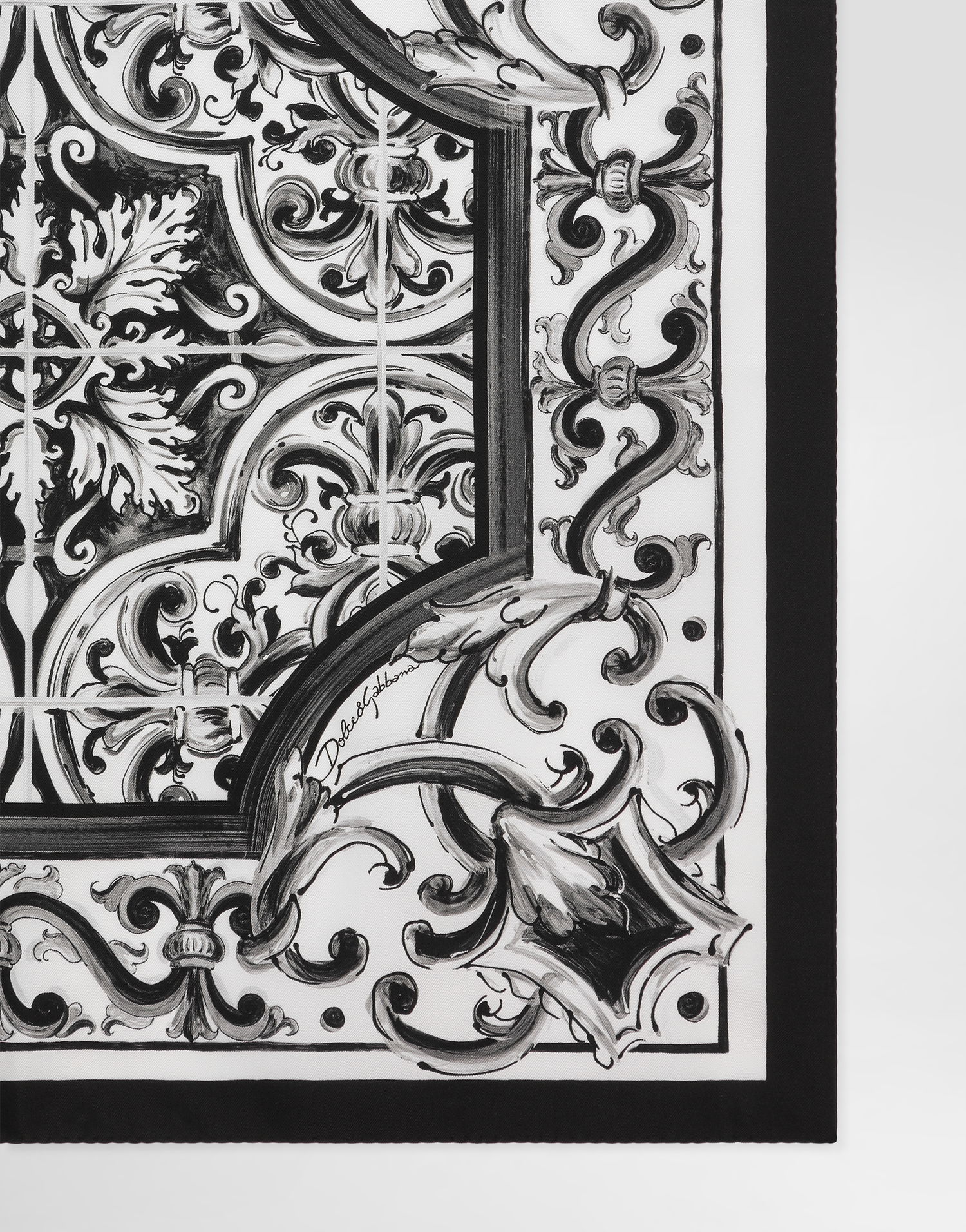 Шал Dolce & Gabbana Dolce & Gabbana Majolica Print Twill Scarf Черно | GQ704EG0WUNHY5DQ, 1