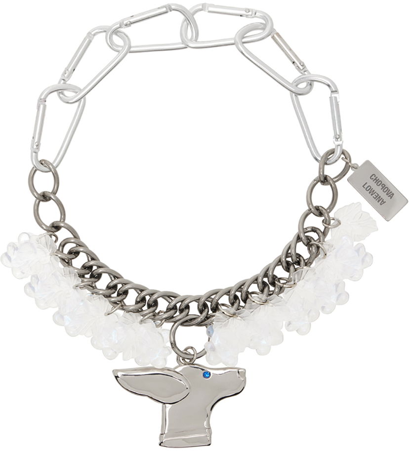 Колие Chopova Lowena Pearly Pup Chain Necklace Металик | 6528