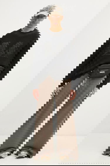 Пуловер Maison Margiela MM6 Maison Margiela Cotton Ribbed Knit Sweater with M Design Черно | SH0HL0024, 4