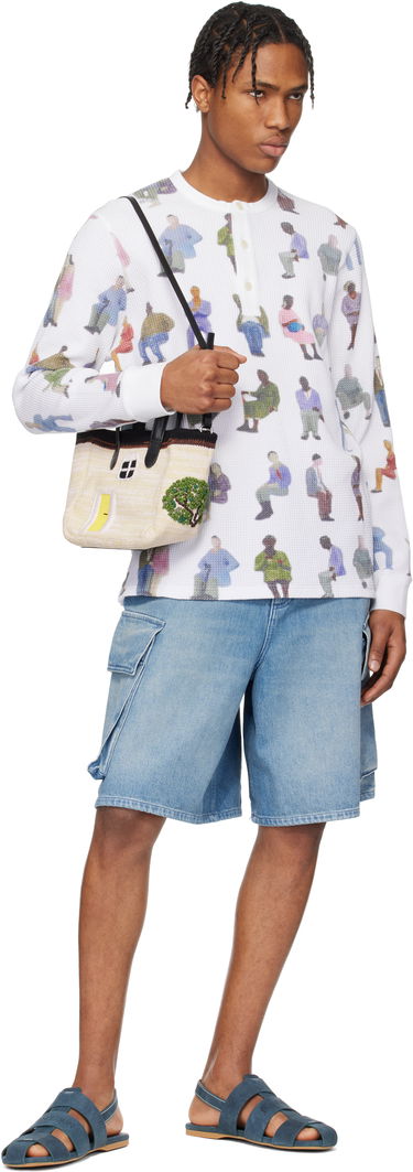 Пуловер JW Anderson JW Anderson Printed Waffle Henley Бяло | JO0260-PG1737, 3