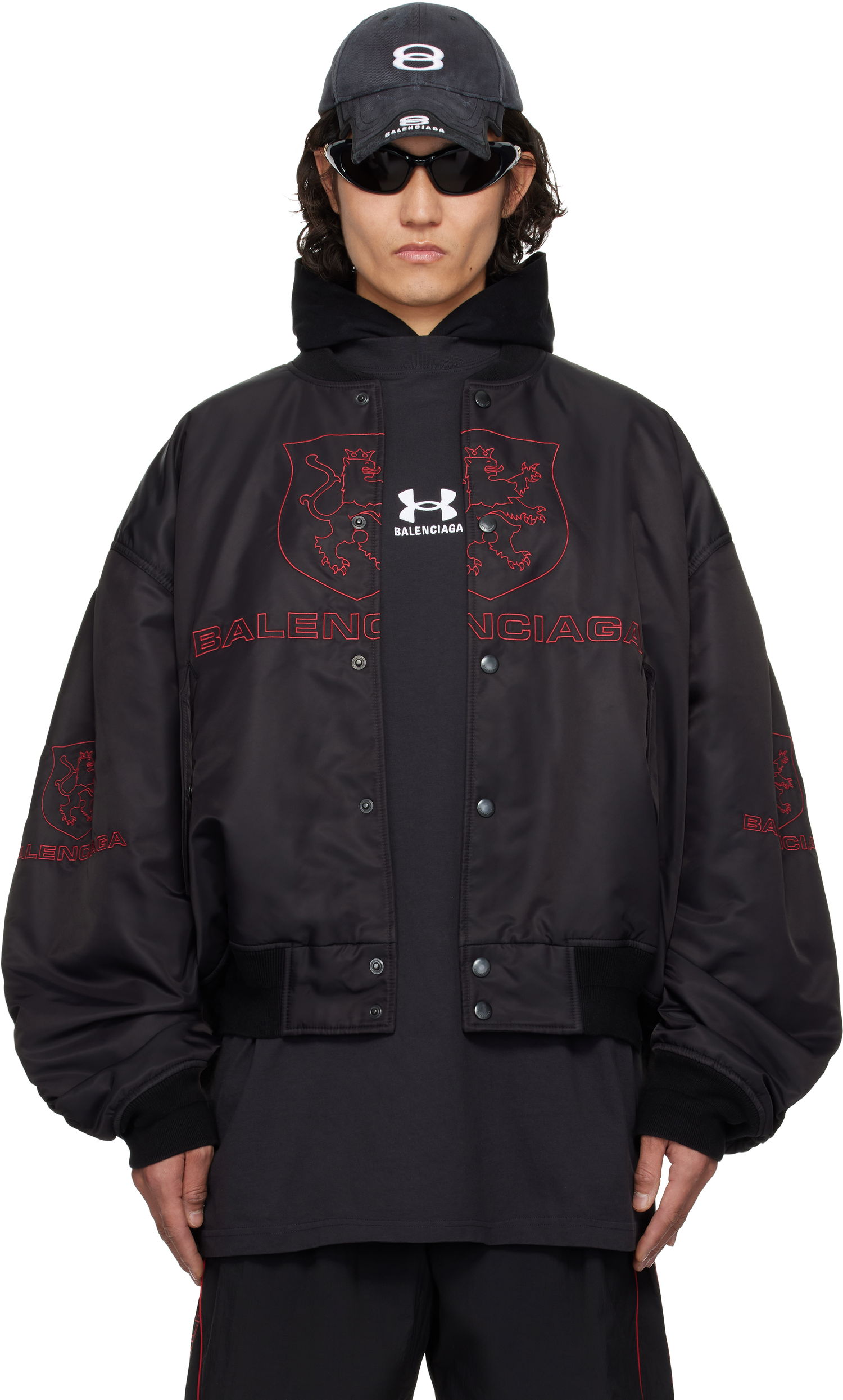 Яке бомбър Balenciaga Balenciaga Lion Club Varsity Bomber Jacket Черно | 814123TRO51, 0