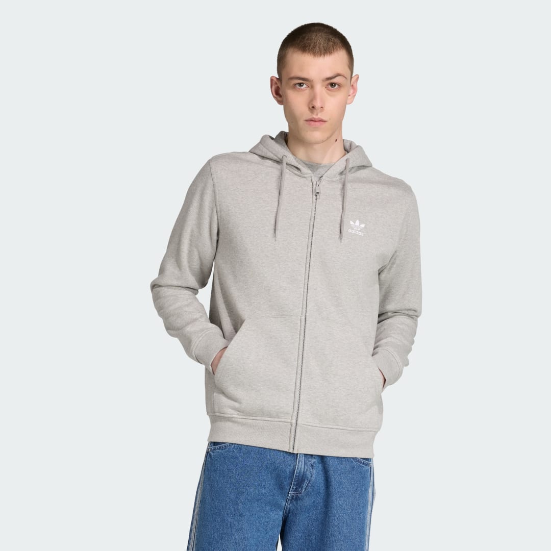 Суитчър adidas Performance Trefoil Essentials Full-Zip Hoodie Сиво | JY6167, 0