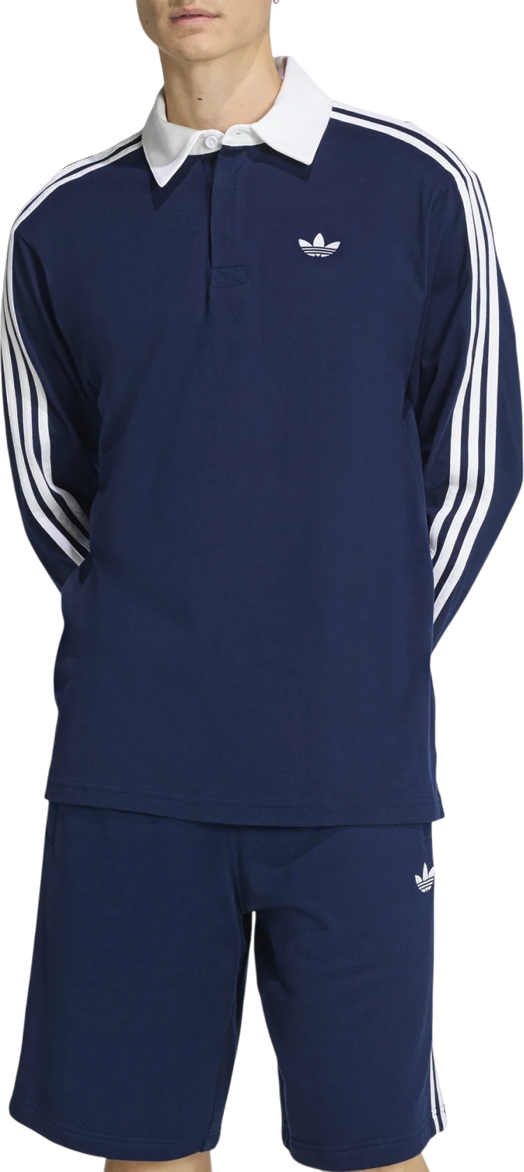 Поло тениска adidas Originals Originals 3 Stripes Longsleeve Polo Тъмно синьо | ke3574, 0
