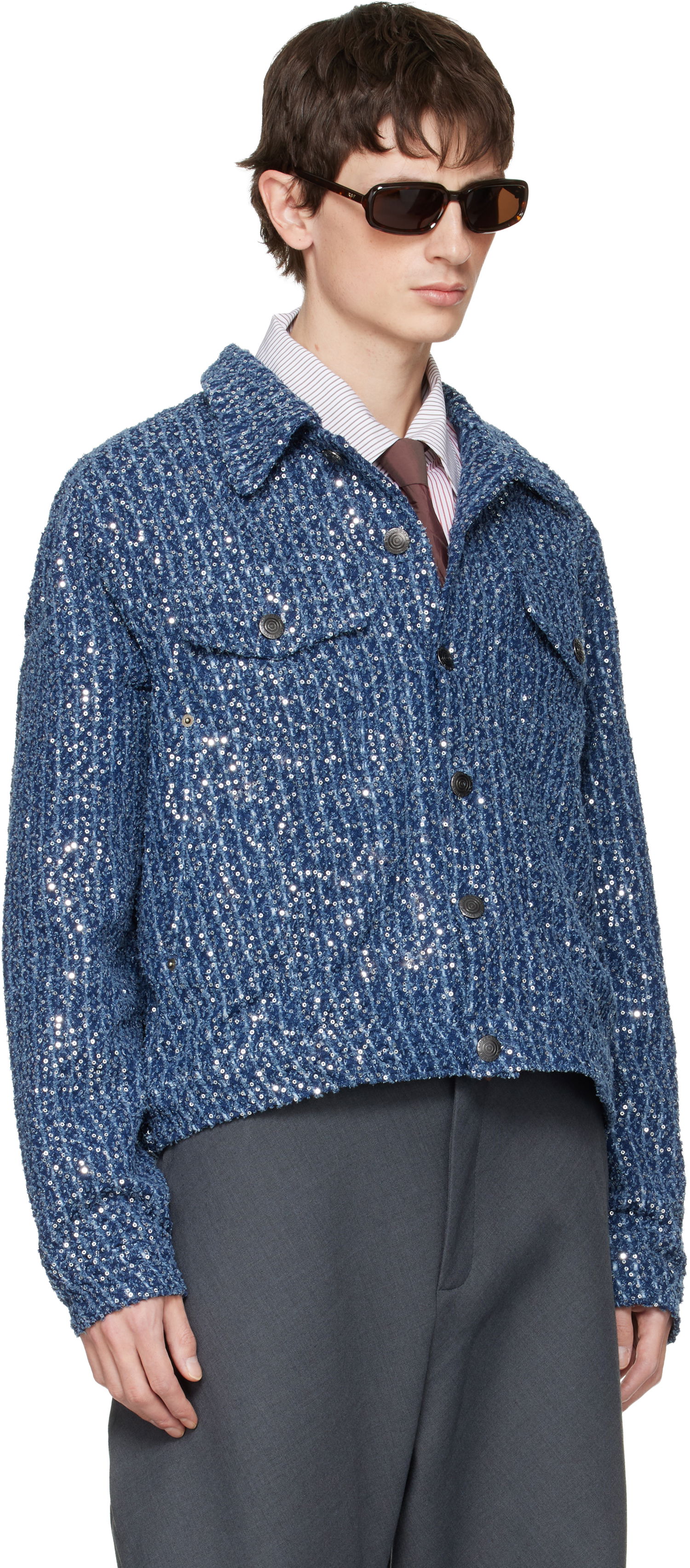 Яке Charles Jeffrey Loverboy Charles Jeffrey LOVERBOY Sequined Art Denim Jacket Синьо | 052010101, 1