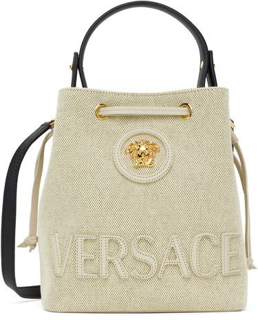 Дамска чанта Versace Versace Bucket Fabric & Leather Bag Бежово | 1018297_1A13696_6K72V, 0