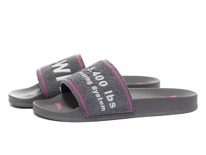 Кецове и обувки Off-White Chenille Slide Embroidered Grey Fuschia White Лилаво | OMIC001S22MAT0030901, 0