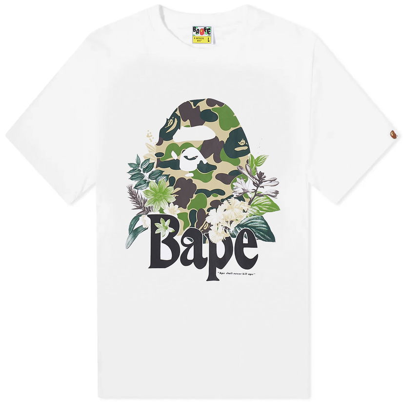 Тениска BAPE A Bathing Ape Flora Ape Head T-Shirt Бяло | 001TEK301312M-WHT