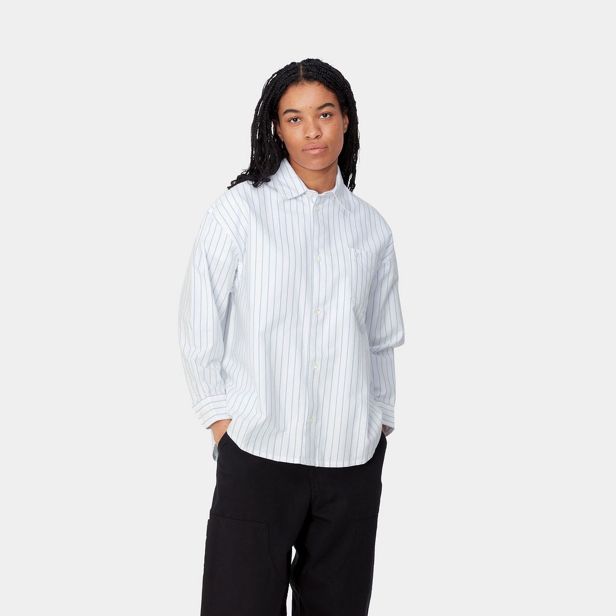 Риза Carhartt WIP Striped Long Sleeve Shirt Бяло | I033839_8, 0
