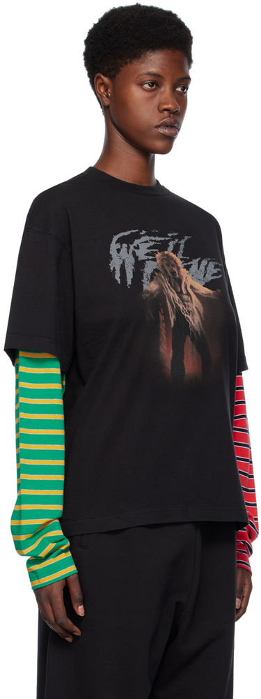 Тениска We11done We11done Layered Graphic Long Sleeve T-Shirt Черно | WD-TT0-24-877-U-MX, 1