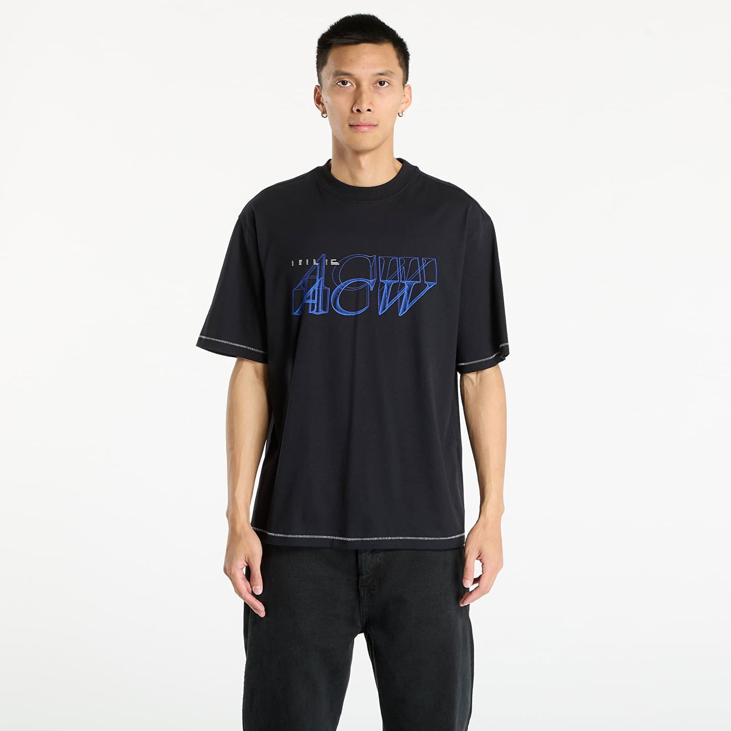 Тениска A-COLD-WALL* A-COLD-WALL* Serif T-Shirt Черно | ACWMTS233 Black, 0