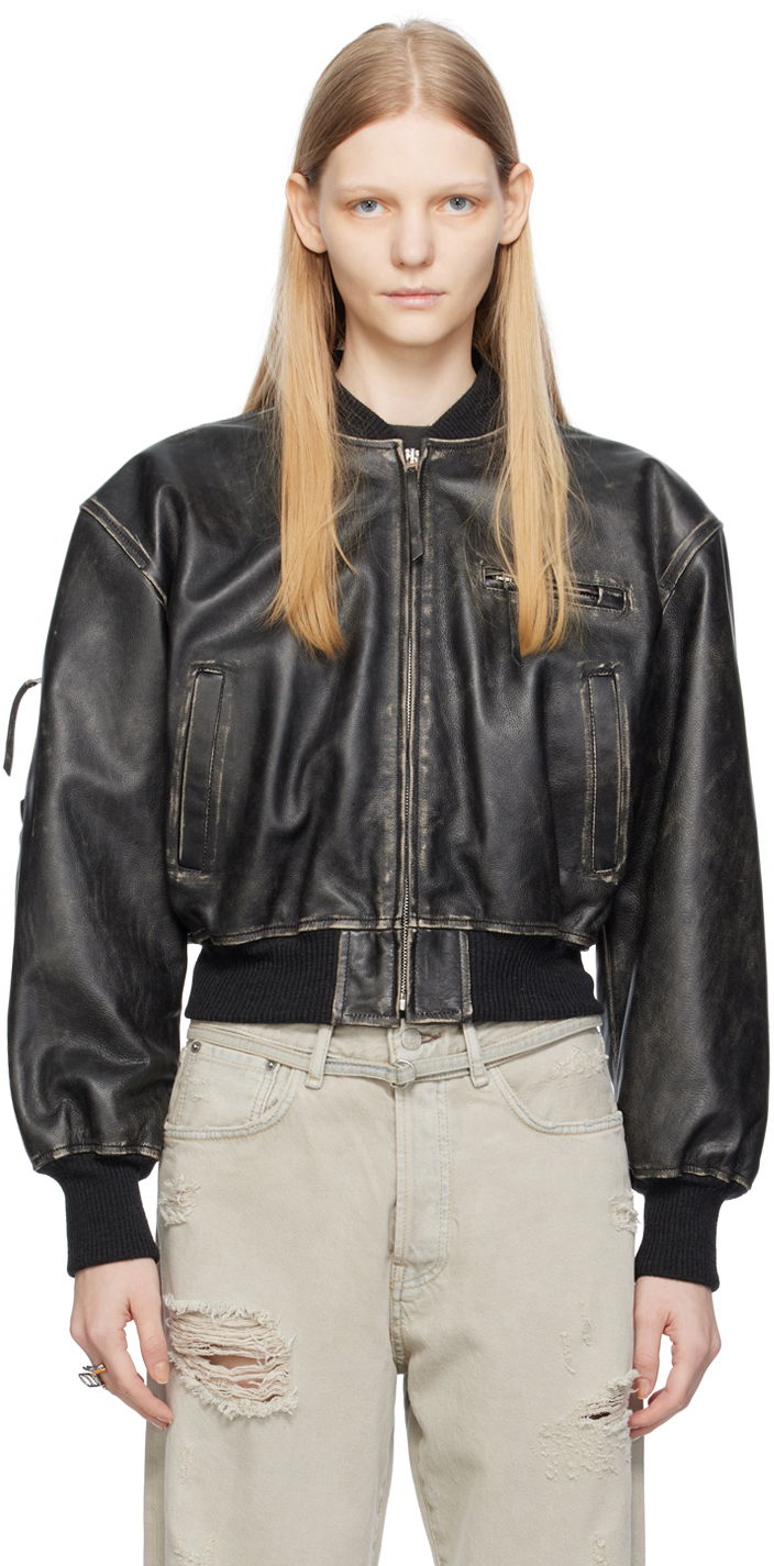 Яке бомбър Acne Studios Distressed Leather Черно | A70155-, 0