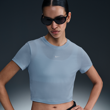 Съкратен топ Nike Sportswear Chill Knit Cropped T-Shirt Синьо | HF9538-423, 2