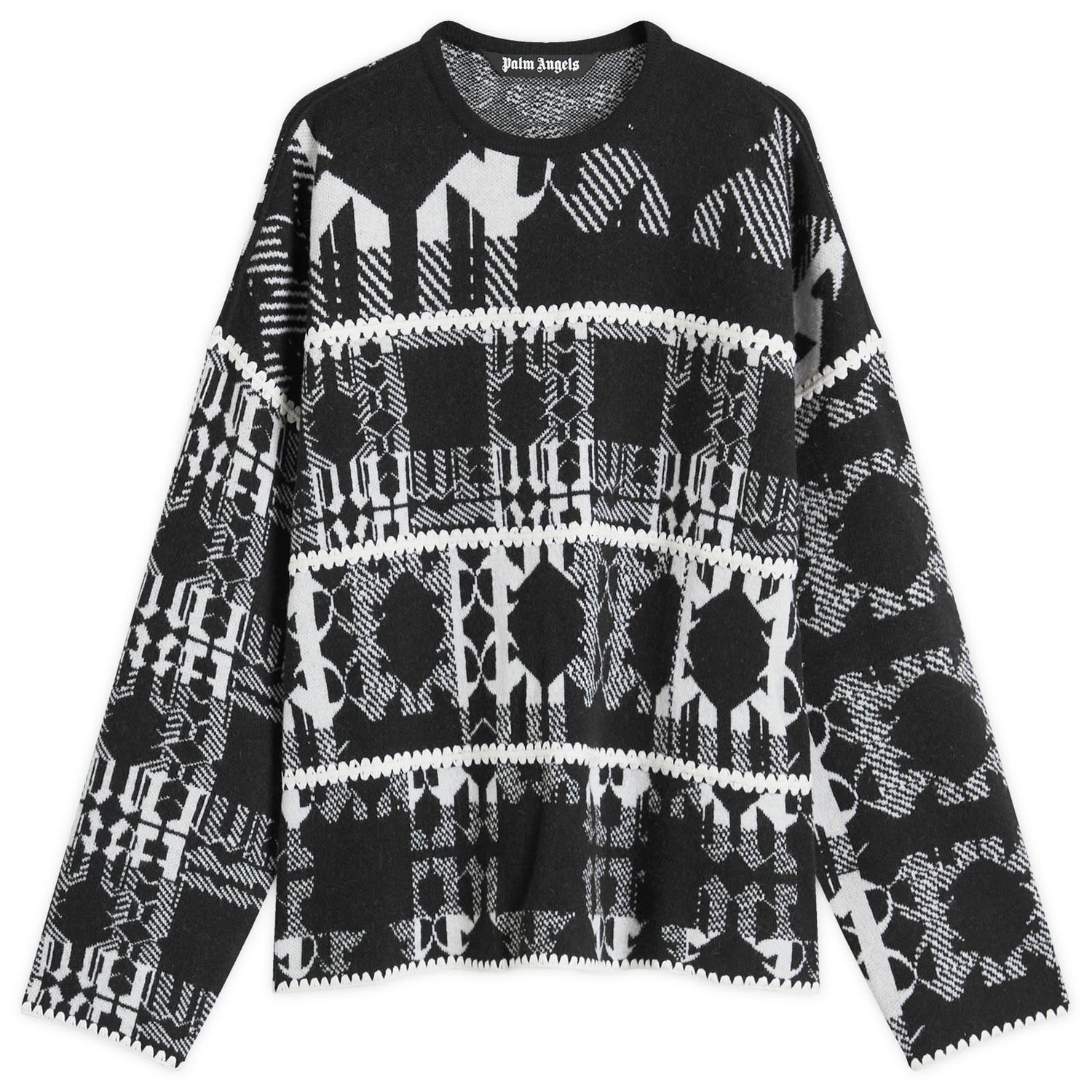 Пуловер Palm Angels Monogram Knit Sweater Черно | PMHE048F24KNI0011003, 0