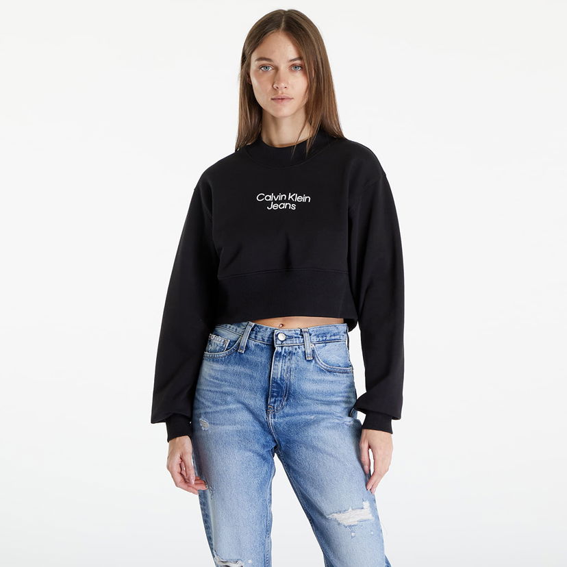 Суитчър CALVIN KLEIN Stacked Institutional Sweatshirt Black Черно | J20J221466 BEH