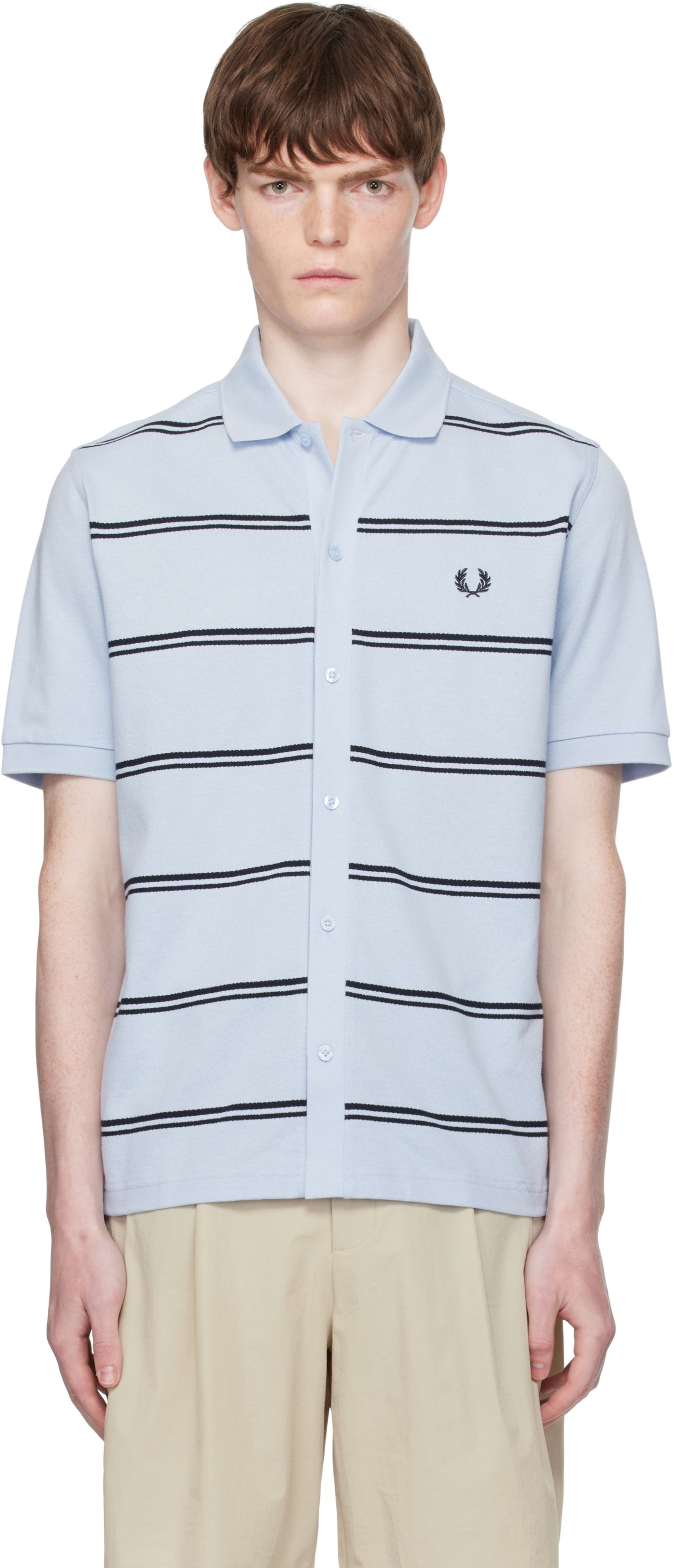 Fred Perry Striped Button-Through Polo, 0