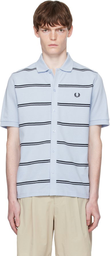 Fred Perry Striped Button-Through Polo, 0