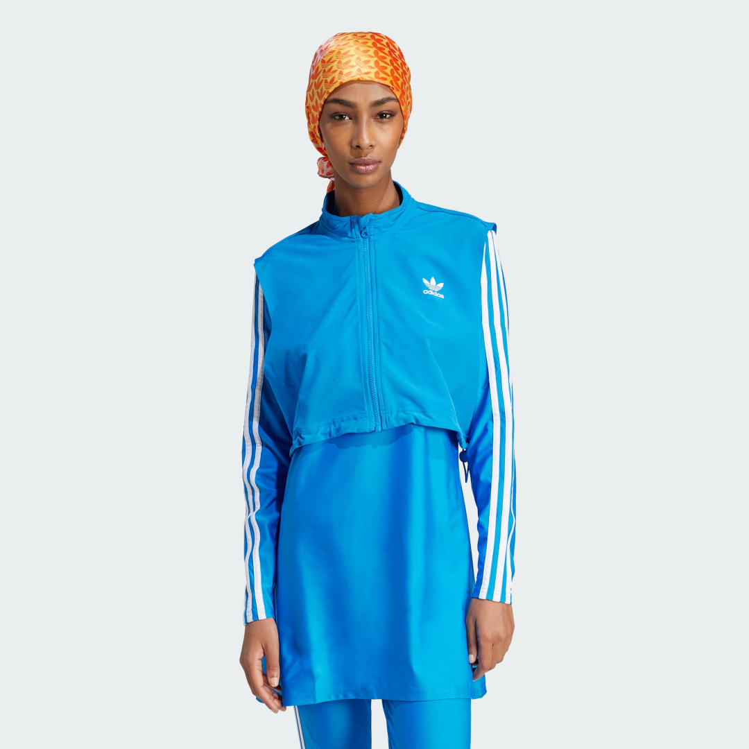 Бански adidas Originals Adicolor Full-Coverwear Swim Top Синьо | IR9923, 1