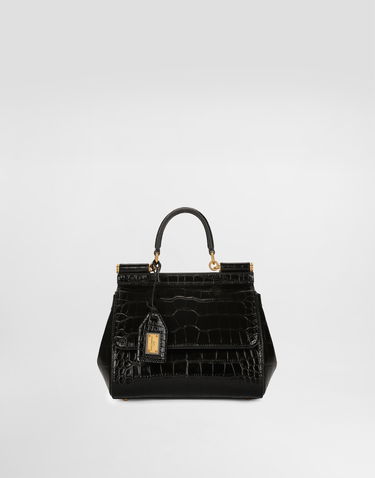 Дамска чанта Dolce & Gabbana Dolce & Gabbana Medium Sicily Alligator Leather Handbag Черно | BB6003B2EM080999, 0