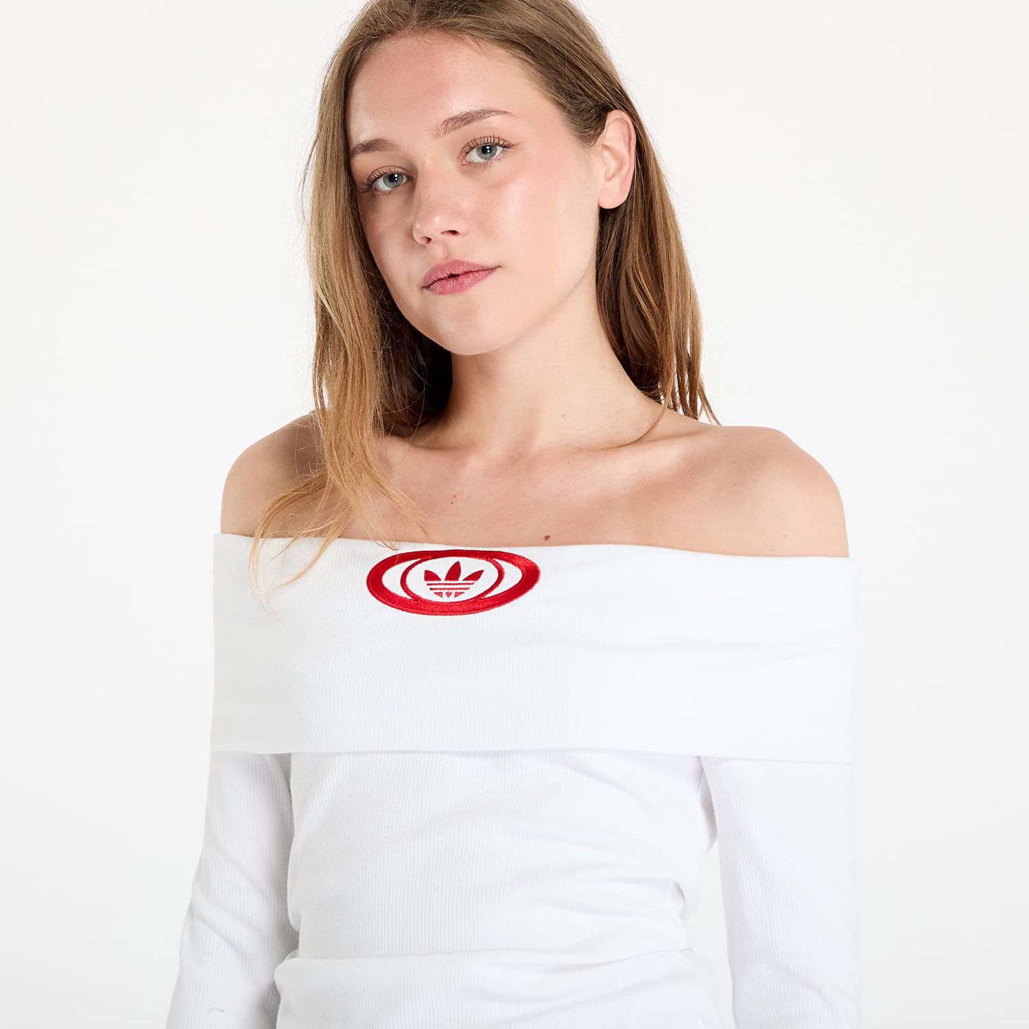 Пуловер adidas Originals adidas Originals Off Shoulder Long Sleeve Top Бяло | KA2691, 1
