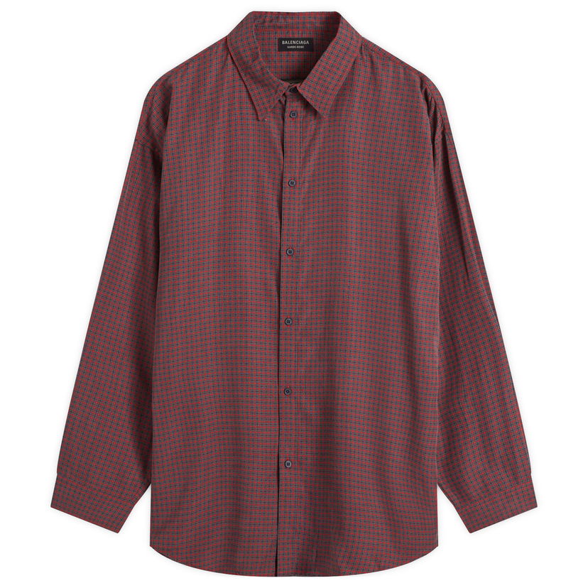 Риза Balenciaga Fluid Micro Check Shirt Size Large Червено | 809007-TRLF6-6402