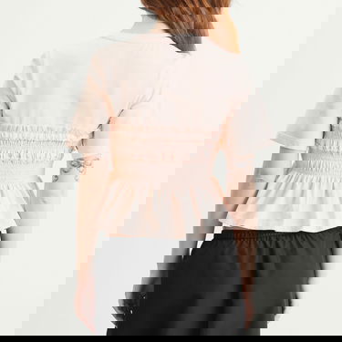 Тениска Cecilie Bahnsen Vilde Ruffled Smocked Peplum T-Shirt Розово | 425RTW19001, 3