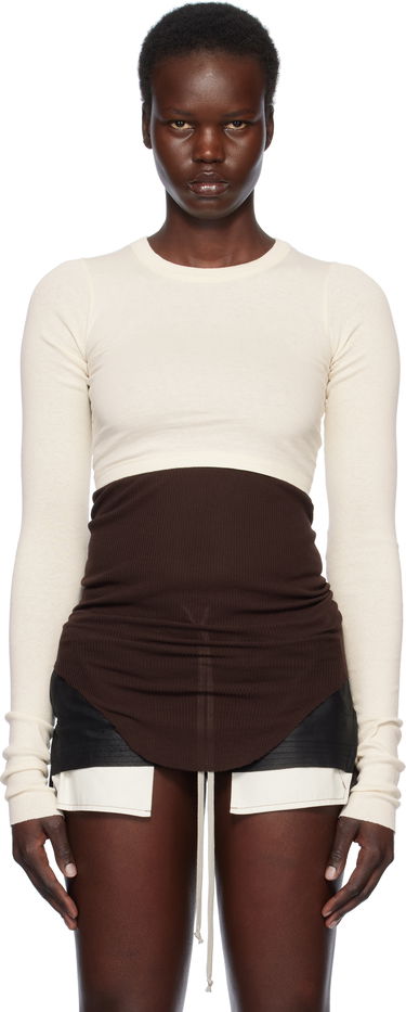 Съкратен топ Rick Owens Rick Owens Hollywood Classic Crop T-Shirt Бежово | RP01E7220 JNC, 0