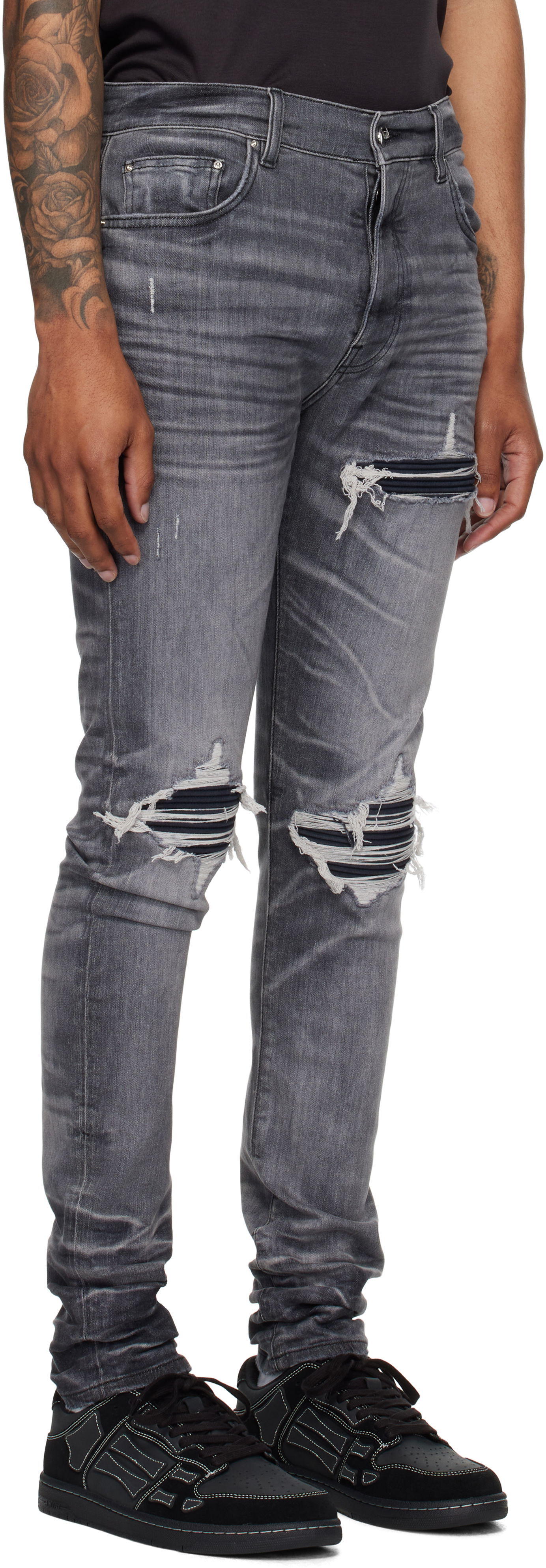Дънки AMIRI AMIRI MX1 Jeans with Suede Patches Сиво | AMDNSY1158, 1