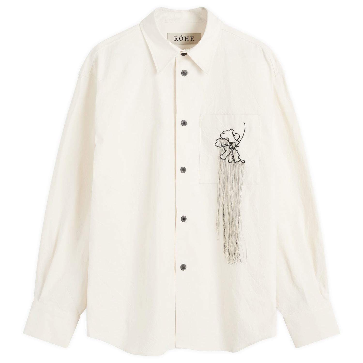 Риза Róhe Embroidered Long Sleeve Shirt Natural Бяло | 312-19-112-105, 0