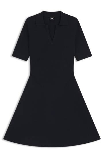 Pокля BOSS Knit Dress with Skipper Collar Тъмно синьо | 50542876, 0