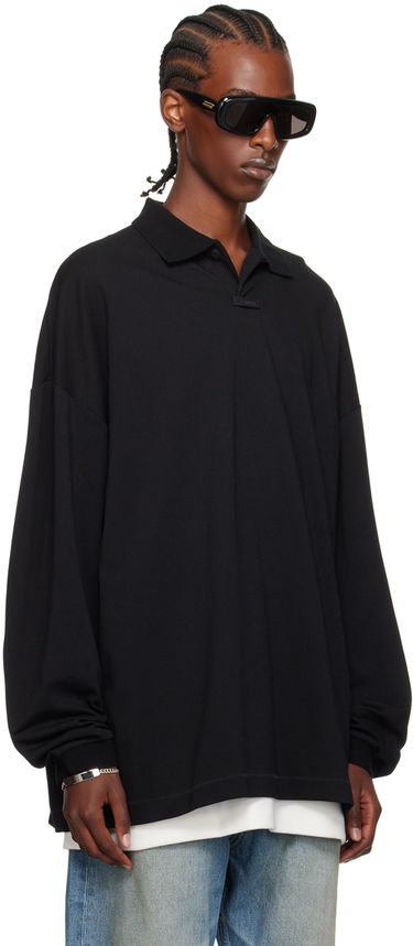 Поло тениска Fear of God Logo Patch Long Sleeve Polo Черно | 125BT244320F, 1