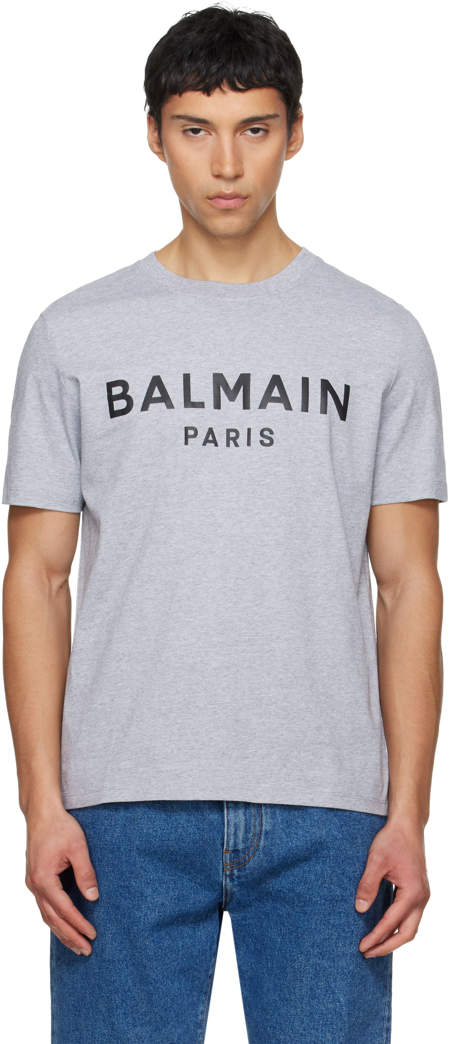 Тениска Balmain Printed Cotton T-shirt Сиво | GH1EG000BD46, 0