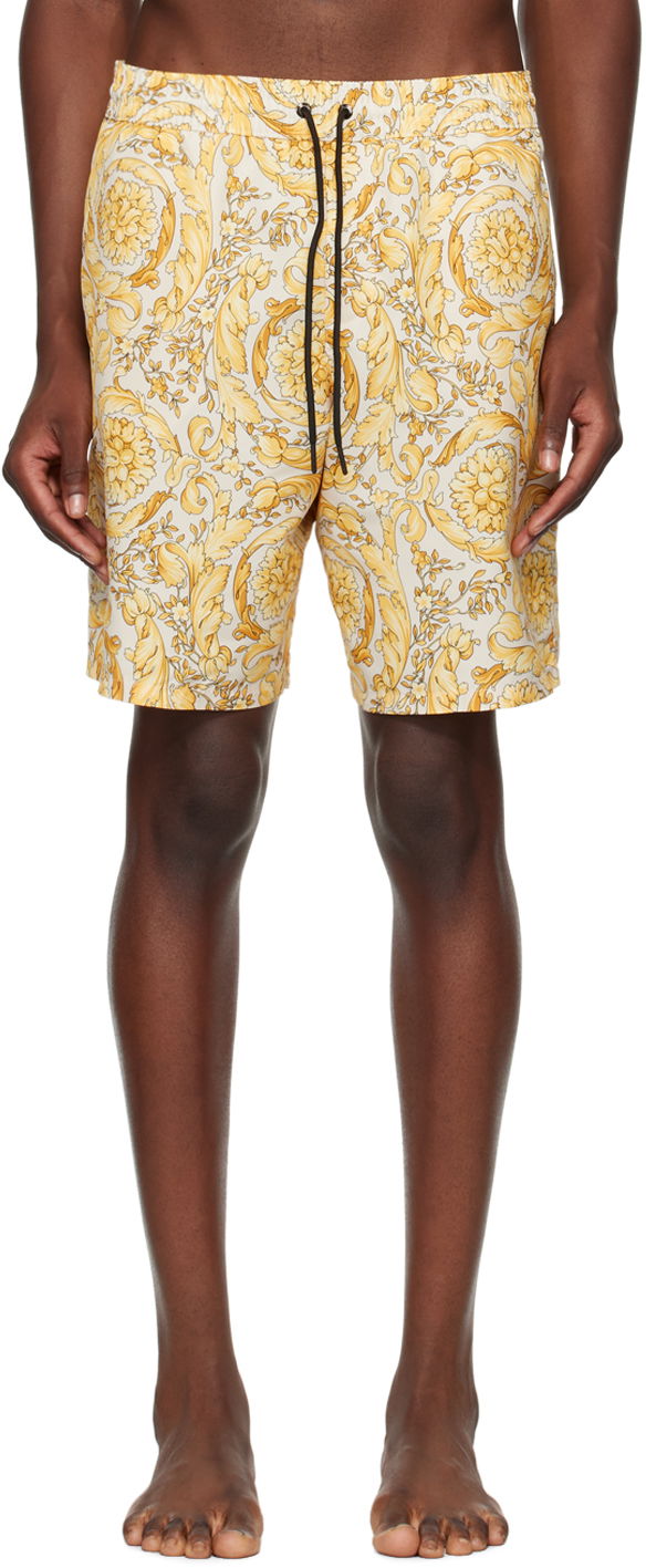 Бански Versace Barocco Swim Shorts Бяло | ABU05021_1A11356