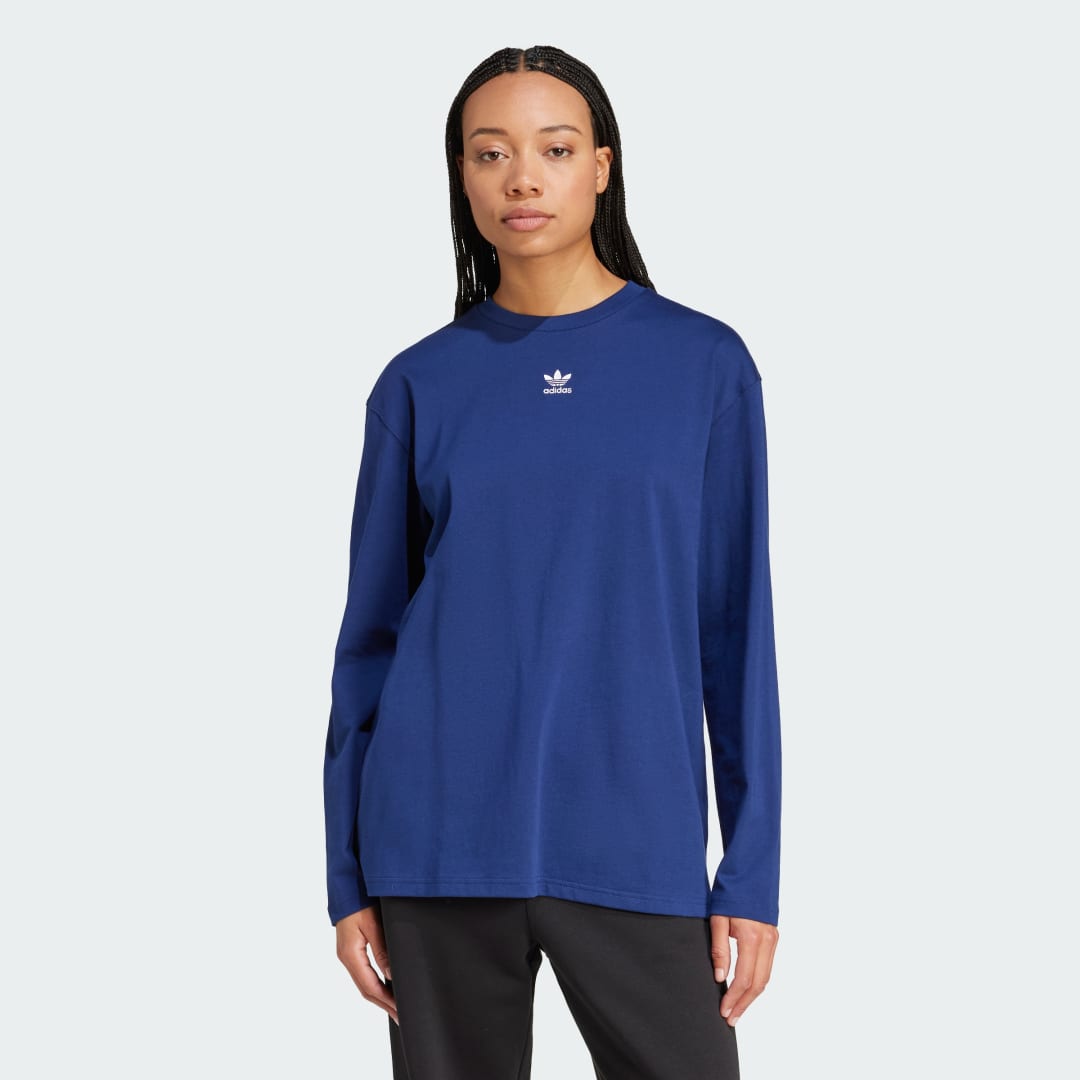 Тениска adidas Performance Essentials Long Sleeve Top Синьо | JD8618, 0