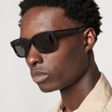 Minimal Logo Acetate Rectangular Sunglasses, 0