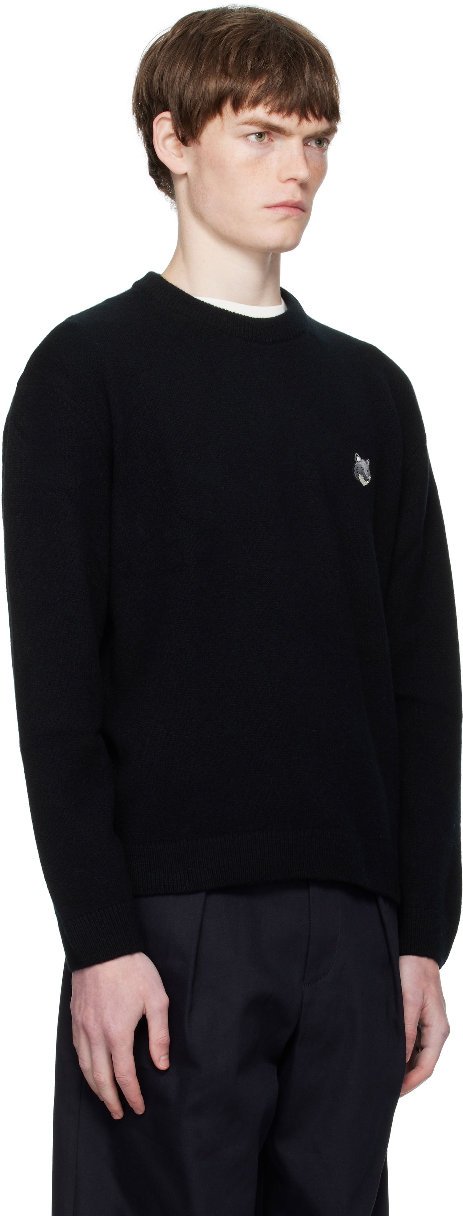 Пуловер MAISON KITSUNÉ Maison Kitsuné Fox Head Lambswool Sweater Черно | PM00803KT1006, 1