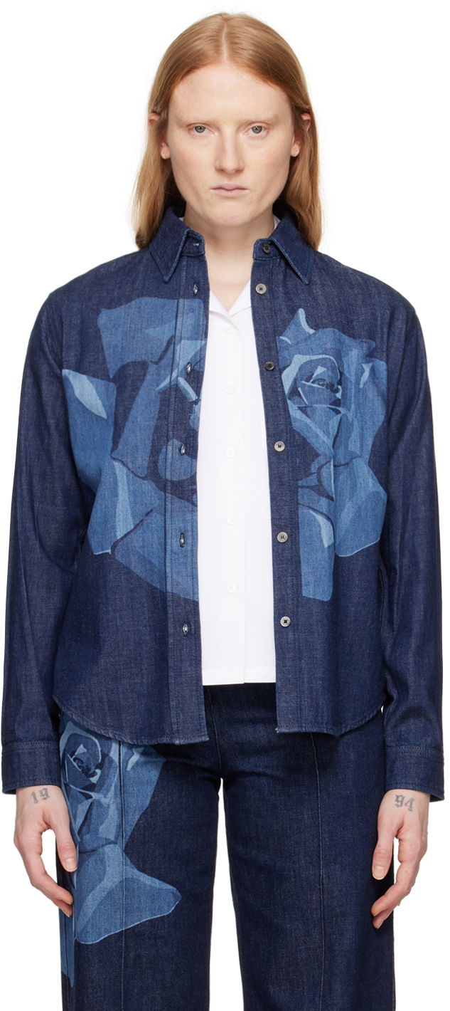 Риза KENZO Blue Paris Rose Denim Shirt Синьо | FE52DC2426E7, 0