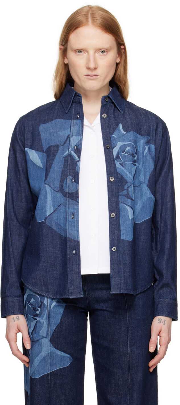 Риза KENZO Blue Paris Rose Denim Shirt Синьо | FE52DC2426E7