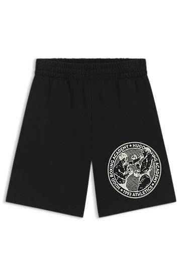 Къси панталони BOSS Cotton-Terry Shorts with Boxing Academy Graphic Черно | 50542413, 0