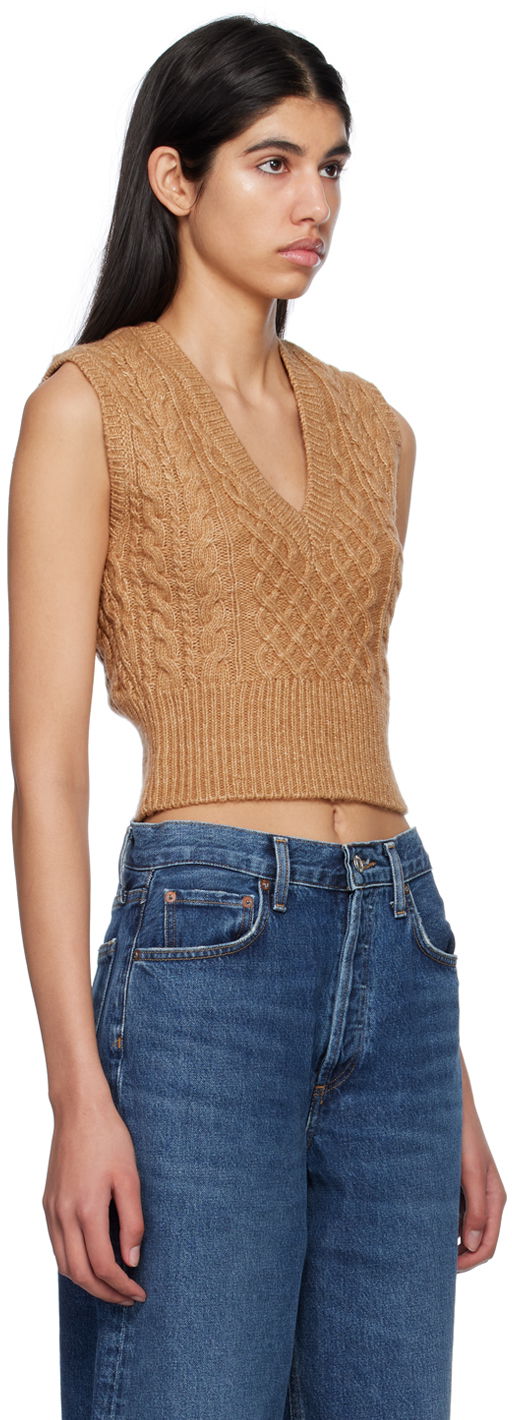 Пуловер rag & bone Elizabeth Cable Knit Vest Кафяво | WAS22HS031SM31, 1
