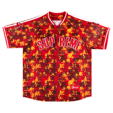 Фланелка Supreme Kanji Camo Zip Up Baseball Jersey Червено | FW21KN13 RED, 0