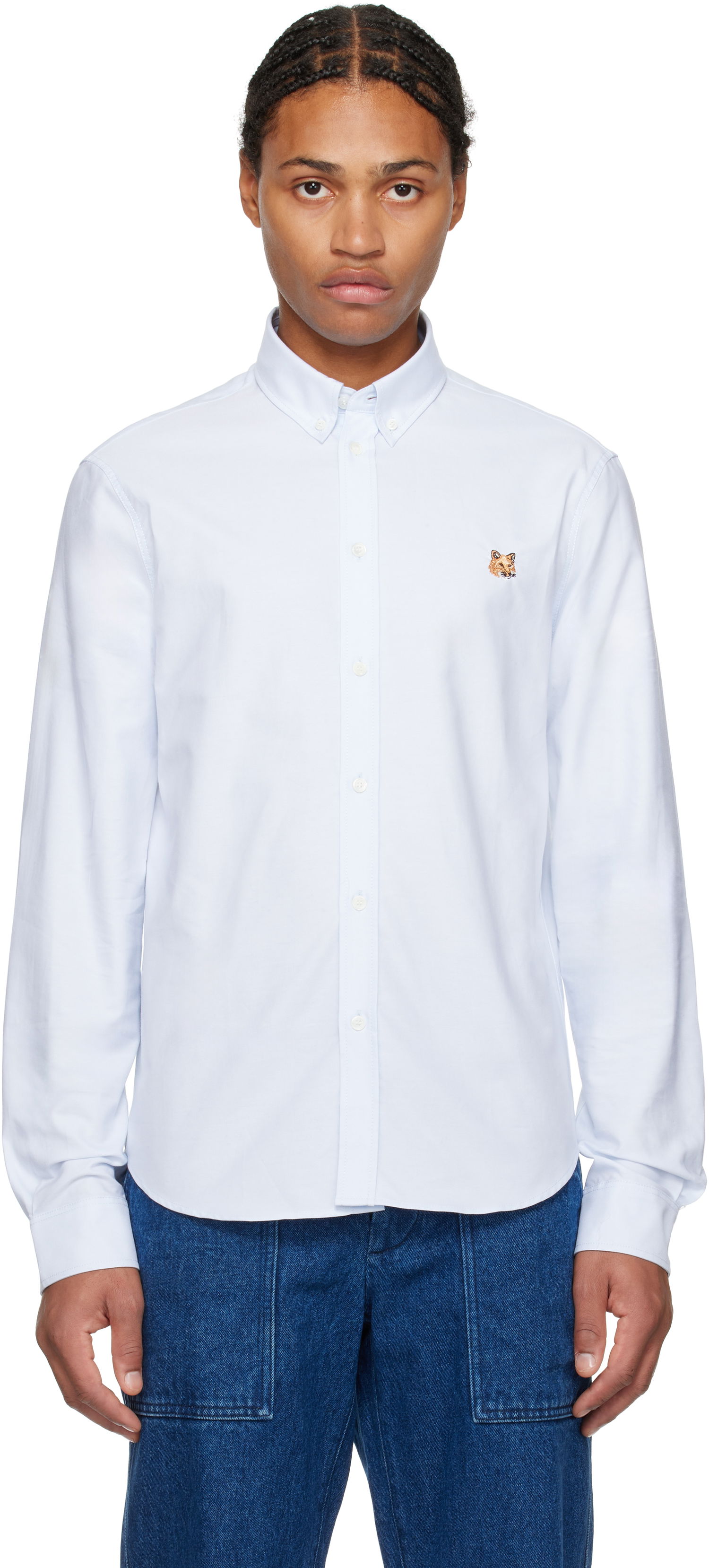 Риза MAISON KITSUNÉ Mini Fox Head Classic Shirt Синьо | MM00413WC5012, 0