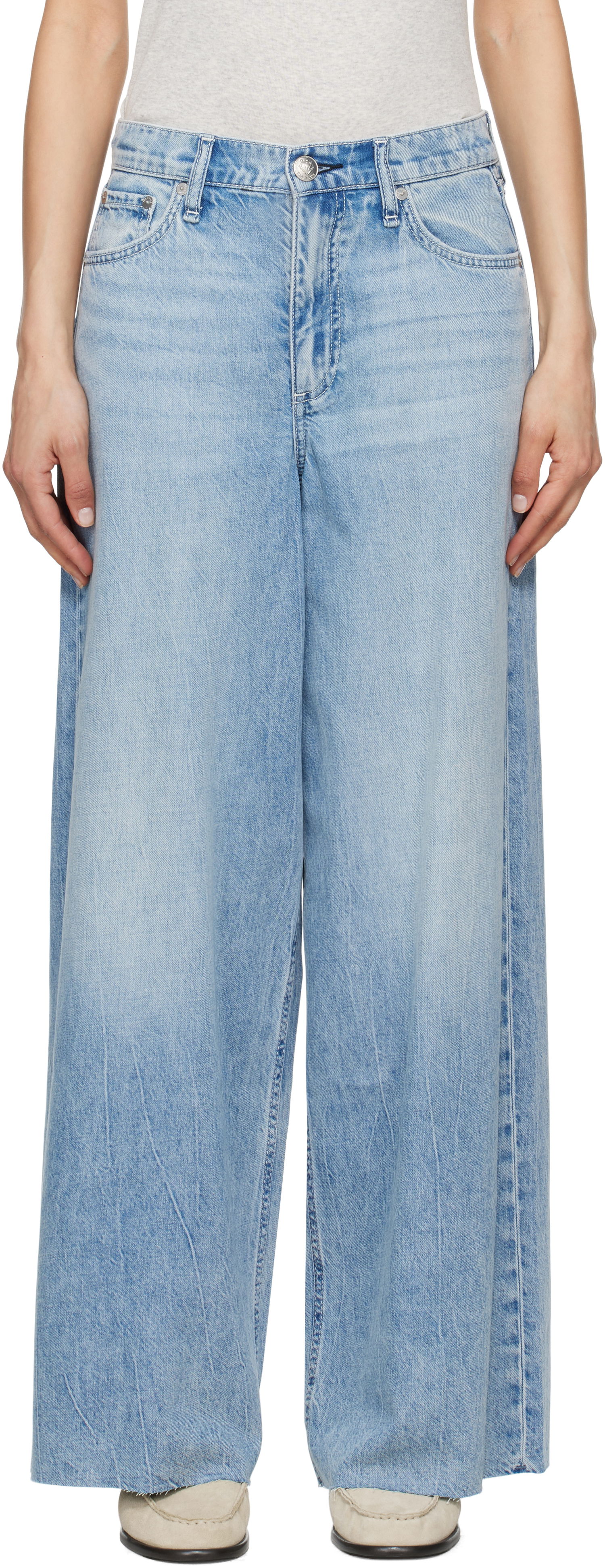 Дънки rag & bone rag & bone Wide Featherweight Sofie Jeans Синьо | WDD25S2993FWMR, 0