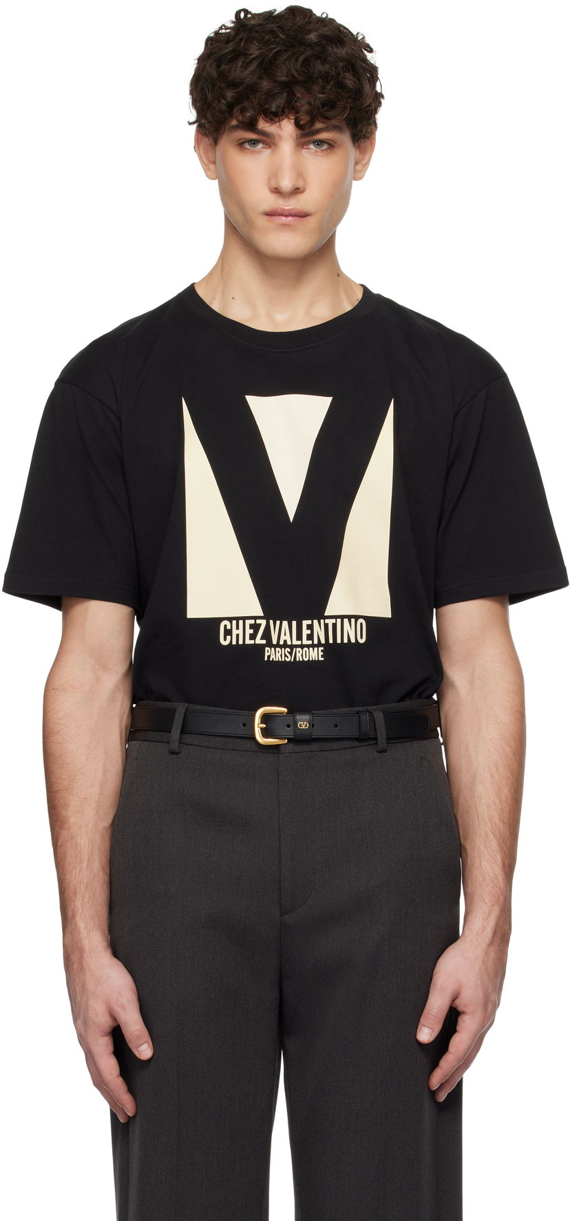 Тениска Valentino Jersey Cotton Print T-Shirt Черно | 6V3MG16PAQ9