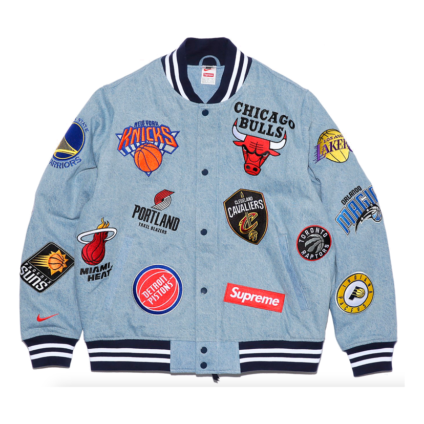 Яке бомбър Nike Supreme x NBA Denim Jacket Синьо | AO3632-440